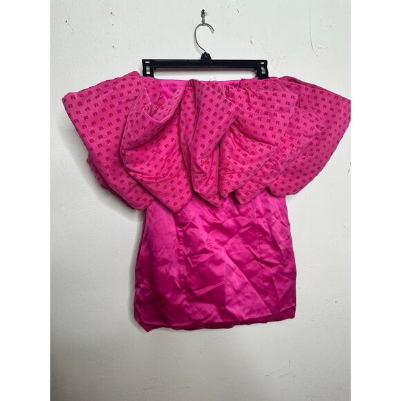 ROTATE Birger Christensen Pink Satin Strapless Side Zipper Mini Dress size US 4 - Picture 11 of 16